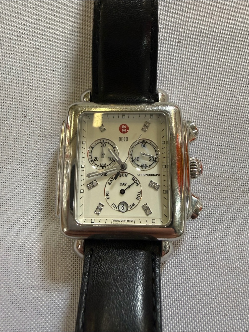 MICHELE DECO DIAMOND DIAL STAINLESS STEAL LADIES WATCH  MW06Z00A0040 0.05 CTTW